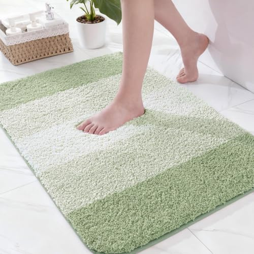 Exclusivo Mezcla Microfiber Bath Mat 60x90 CM, Extra Soft Non-Slip Super Absorbent Bathroom Mats, Machine Washable Quick Dry Bath Rugs for Bathroom Floor, Shower, Home Decor, Gradient Green