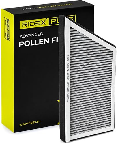 RIDEX PLUS 424I0188P Innenraumfilter Pollenfilter Aktivkohlefilter Höhe: 30 Breite: 174 Länge: 344 Kompatibel mit PEUGEOT 206 Schrägheck 2A/C 206 CC 2D 207 SW WK 206+ Schrägheck 2L, 2M 206 SW 2E/K