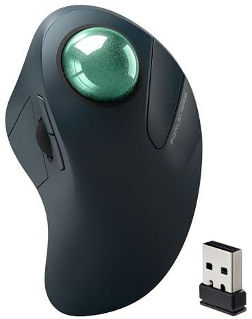 Kabellose Trackball-Maus für große Hände, einfache Zeigefingersteuerung, ergonomisches Design, wiederaufladbar, präzise und reibungslose Verfolgung, 3-Geräte-Verbindung (Bluetooth oder USB