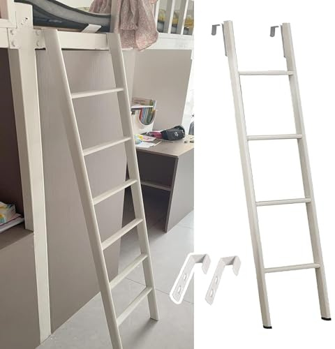 Scaletta di ricambio bianca per letto a castello doppia, ganci regolabili, in metallo resistente, per bambini e adulti, perfetta per camper, dormitorio e uso domestico (dimensioni: 160 cm)