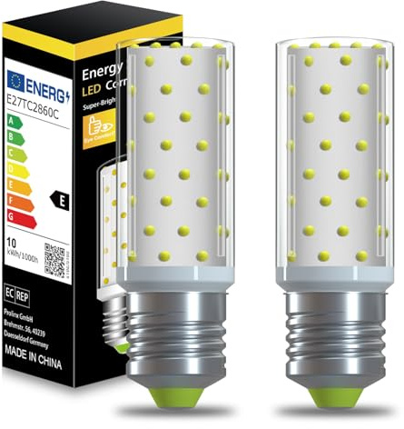 XIMNCHNI E27 LED Lampe 12W 6000K Nicht Dimmbar 100W-130W Halogen Ersatz | 1200LM Mais Glühbirne, Edisongewinde Energiesparlampen, 2er Set