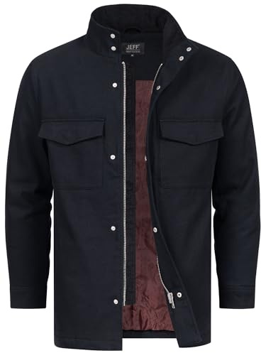 JEFF Herren JFAntoine Mantel Winterjacke aus 100% Baumwolle mit Stehkragen | Eleganter Baumwollmantel mit hohem Kragen für Business und Alltag, Herrenmantel, Outdoorjacke, Übergangsmantel für Männer