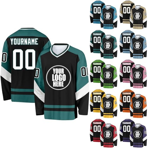 Camisetas de Hockey Personalizadas,Camisetas de Hockey en Blanco Que se Pueden Personalizar con Equipo/número/Nombre,Camisetas de Hockey para Hombres, Mujeres, Adolescentes y niños (Estilo 26)