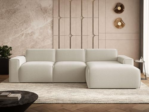 GRAINGOLD Lavia Ecksofa 310x165 cm, L-Form Sofa, Sofa für Wohnzimmer, Bouclé Stoff, 3-Sitzer Eckcouch, Modernes Design (Beige, Rechts)