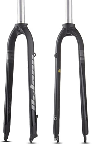HOMSXPAC Fourche Rigide en Alliage d'aluminium pour VTT 26, 27,5 et 29, Frein à Disque Avant, Tube Droit 1-1/8, axe traversant, axe de Roue Avant à Serrage Rapide 9 x 100 mm.