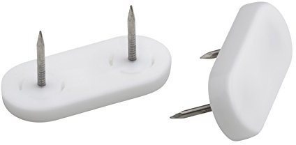 Metafranc 644716 644716-Protectores (45 x 20 mm, plástico, con Clavos, 4 Unidades, antitorsión, Aptos para Exteriores), Juego de Deslizadores de Muebles para Suelos no sensibles, Blanco