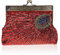 YYW Vintage Clutch Pailletten Blaugrün Pfau Ausgefallene Antik Perlen Pailletten Abend Handtasche Damen Mode Designer Elegante Geldbörse, rot, Einheitsgröße