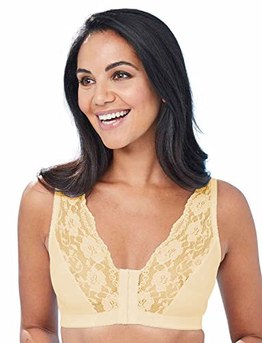 Eden House Ladies Cotton Lace Front Fastening Magic Bra Cream 26