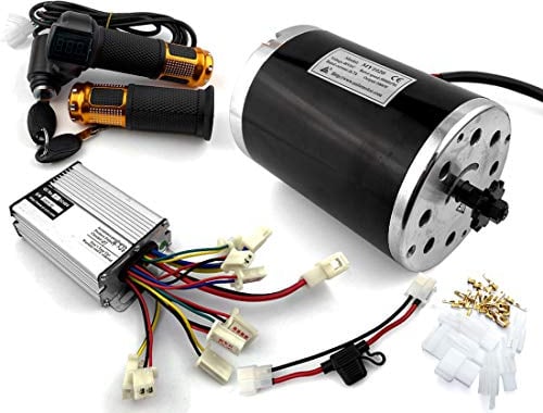 Bracketless 1000W Electric Scooter Bike Brush Motor With Controller Fuse And Handle Throttle Accelerator With Battery Voltmeter(36V key kit)