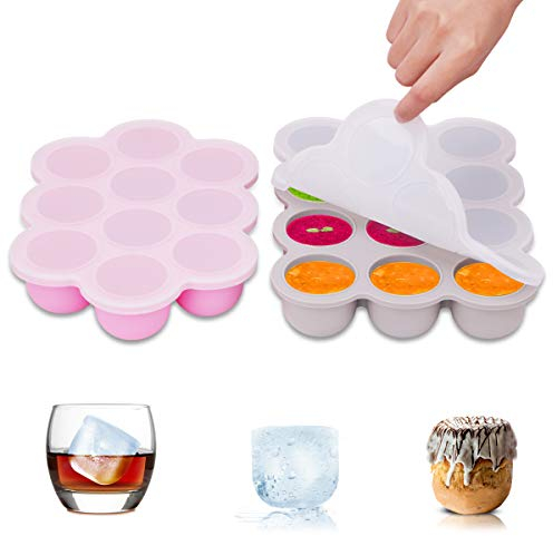 ZOUNICH Silikon Babynahrung Aufbewahrung Behälter, Silikon Babybrei Einfrieren mit Silikondeckel Behälter Gefrierschrank Tray, Wiederverwendbare - Gemüse, Obst Purees, Saucen und Eiswürfel