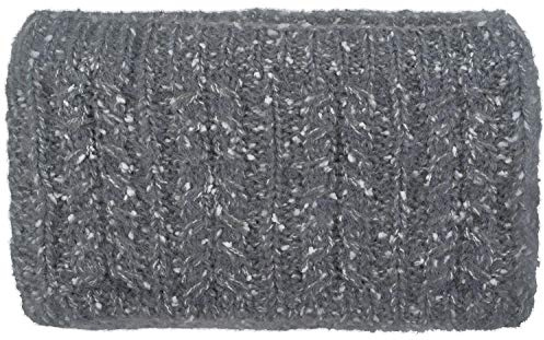 styleBREAKER Damen Stirnband Strick Zopfmuster Fleece Poly, Grau | 23x15 cm Maß, als Loop-Schal tragbar, wärmendes Thermo-Innenfutter, elastisch, passend für 59 cm Kopfumfang.