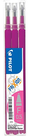 Pilot Frixion 0.5MM Stiftnachfüllungen - Drei Nachfüllpackungen in einer Packung (Rosa)