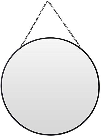 Spiegel rund eckig Wandspiegel Metall schwarz Glas Schminkspiegel Dekospiegel (Rund)