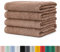 BaSaTex - Handtuch Set für Haushalt & Gäste 4er Pack - Frottee-Handtücher mit Aufhängeschlaufe aus weicher Baumwolle in 50x100cm - Waschtücher für Bad Öko-Tex Standard 100 Zertifiziert - Sandstone