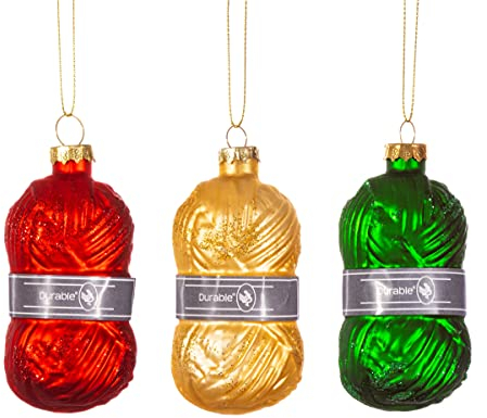 Sass & Belle Weihnachtskugeln in Strickwolle, 3 Stück LINXM152