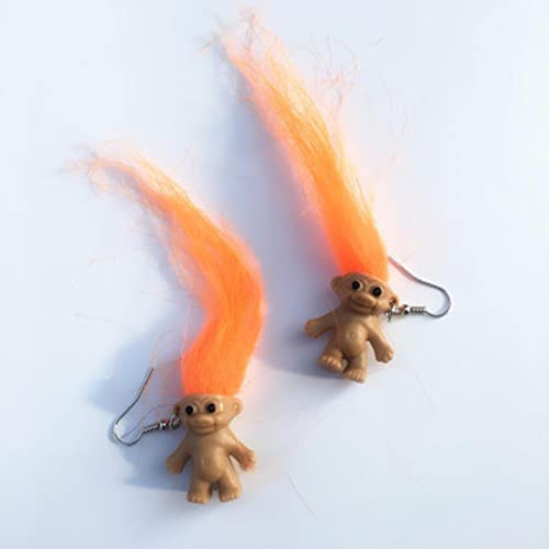 SALAN Russland Troll Puppe Ohrhaken Retro Nostalgisch Süße Hässliche Puppe Lustige Seltsame Neuheit Ohrring Hip Hop Übertreiben Haar Seltsam Baby Kreativer Schmuck