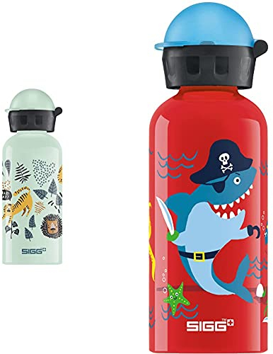 Sigg Jungle TZZ Gourde, bouteille d'eau légère avec bouchon étanche, Vert, 0.4 L & Gourde pour Underwater Pirates, Petite bouteille sans BPA et sans solvants avec bouchon de sécurité, Rouge, 0.4 L