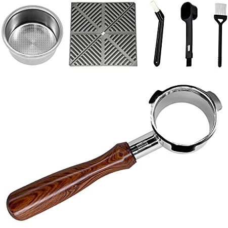 NEOUZA 51mm Bottomless Portafilter Compatible with Swan Retro,Gevi,Oster Nova PrimaLatte Coffee Machines with Stainless Steel Replacement Filter Basket Wooden Handle Gift Set