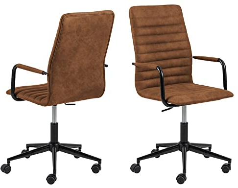 Amazon-Marke: Movian Schreibtischstuhl mit Armlehen, Stoff Preston, Kamelfarben mit schwarzem Metallfuß