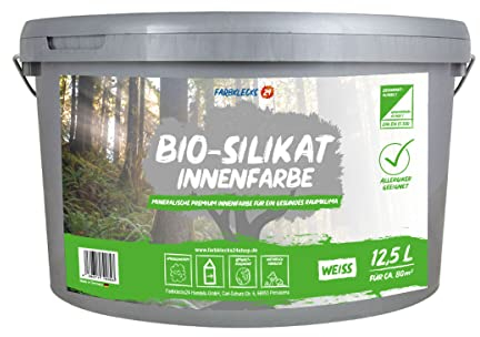 Farbklecks24 Bio-Silikat Innenfarbe 12,5L weiss, Wandfarbe, Silikatfarbe innen, für Allergiker empfohlen