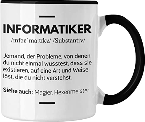Trendation - Informatiker Tasse Geschenk Programmierer Gadget Lustig Geschenkidee Männer Zubehör Informatiklehrer IT (Schwarz)