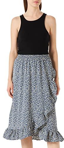 Only Femme Onlolivia Portefeuille Longue avec Nœuds Jupe, Bleu Mirage/Aop : Ton Sur Ton, L EU
