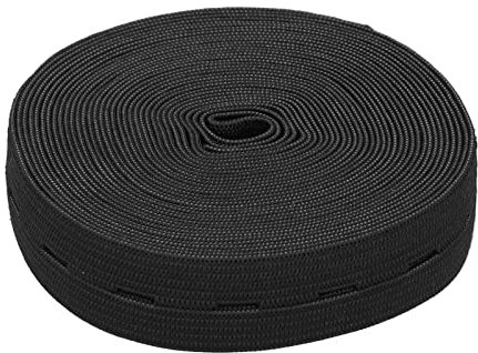 Bandas Elásticas para Coser, Ojales Banda de Goma Carrete Elástico Alta Elasticidad 5.5 Yardas(negro)