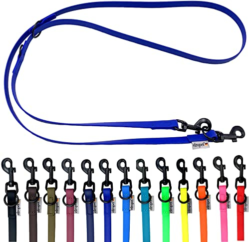 Biothane Hundeleine kleine Hunde/große Hunde verstellbar 2m / 2,40m / 2,80m / 3,50m / 5m schwarzer Haken (2m X 16mm, Blau)
