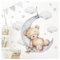 Little Deco Wandtattoo Bär auf dem Mond Wandsticker für Kinderzimmer Teddybär mit Sterne Babyzimmer Deko DL831-2