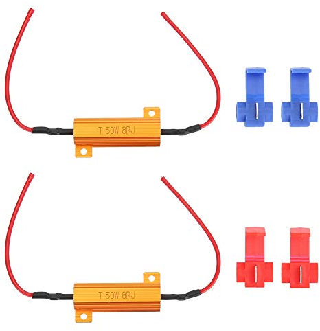 BOROCO 2Pcs Lastwiderstand 50W 8Ohm Wirewound Load Resistor Decoder Fix LED Birnen Hyper Flash Blinker Adapter Harness Blinker Module Kits