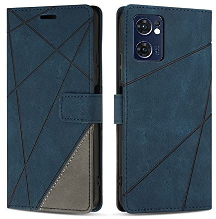 SONWO Hülle für Oppo Find X5 Lite, Premium PU Leder Handyhülle Flip Case Wallet Lederhülle Silikon Schutzhülle Klapphülle für Oppo Find X5 Lite, Blau