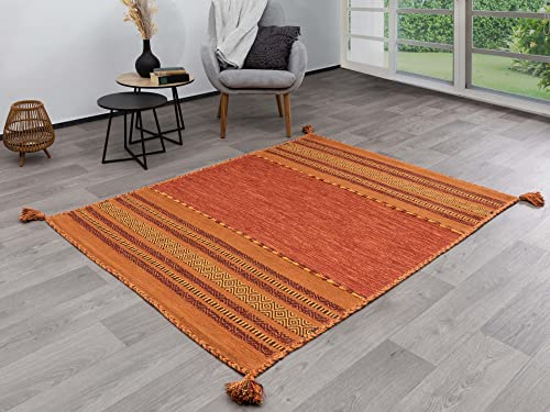 Steffensmeier Handwebteppich Muriani | Baumwolle | Wohnzimmer | Terra, handgewebt, Größe: 60x90 cm