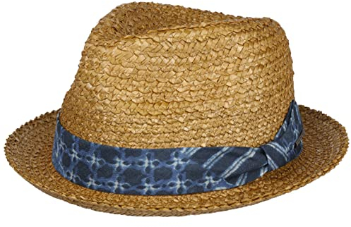 Stetson Wheaty Player Strohhut - Hut mit Stoffgarniturband - Pork-Pie-Design - UV-Schutz 40+ Sommerhut - Herren - Frühjahr/Sommer Natur L (58-59 cm)