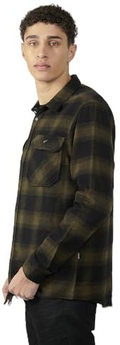 Kaporal - Chemise à Carreaux Kaki Homme 100% Coton - Caine - XL - Kaki