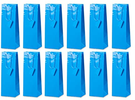 Flaschentüte Geschenktüten 12 Stück einfarbig Blau, Geburtstagsgeschenk, Tüten für Flaschen als Geschenk zu besonderen Anlässen