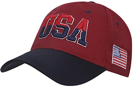 FakeFace Unisex Baseball Kappe Basecap Vintage Stickerei USA Baseball Hut Freizeit Cap Baseballmütze Hat Mützen Caps Kappe Sonnenhut Sportkappe für Damen Herren;ROT