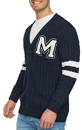 Indicode Herren INJose Strickjacke mit V-Ausschnitt | Cardigan aus 80% Baumwolle Navy, L