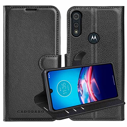 Cadorabo Hülle kompatibel mit Motorola Moto E6s 2020 in Phantom SCHWARZ - Schutzhülle mit Magnetverschluss, Standfunktion und Kartenfach