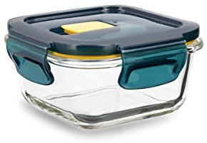 Quid Astral Récipient carré hermétique en verre 11,6 x 11,6 x 6,3 cm - 32 cl Bleu