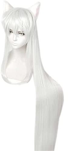 CHALKSEA Inuyasha Cosplay Perücke - Lange Anime Perücke Mit Kostenloser Kappe, Für Party, Alltag, Halloween - Anime-Fan-Geschenk, Weiß