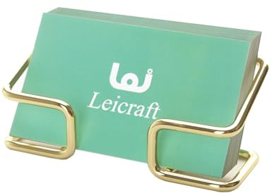 Leicraft Business Card Holder for Desk, Cute Metal Card Organizers and Office Desk Accessories for Men and Women (Golden)