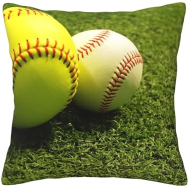 DEHIWI Kissenbezug, Motiv: Gras-Baseball-Softball, 45,7 x 45,7 cm, weich, gemütlich, Morden, dekorativer Kissenbezug für alle Jahreszeiten, Sofa, Couch, Schlafzimmer, Wohnzimmer