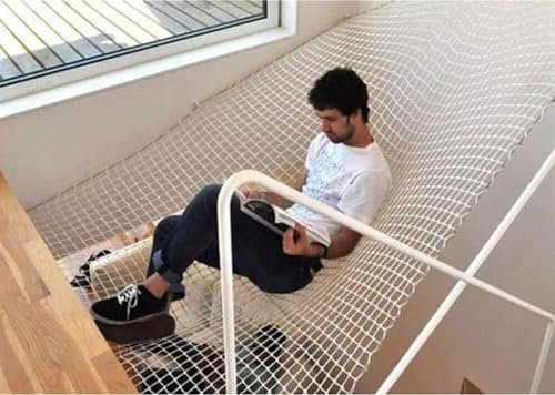 Dekor Netz, Kinderschutz Kletterseil, Weiß Kindersicherheitsnetz,Schutznetz, Seilnetz Innere Klettern Draussen Dekorationsnetz Balkon Geländer Treppe Anti-Fall-Netz(Size:1*1M,Color:5cm Mesh)
