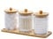 soulnioi 3Pcs Qtip Holder Dispenser with Bamboo Tray Round Cotton Pads Holder with Lid Cotton Swab Storage Box Bathroom Containers Set for Bathroom Makeup Storage