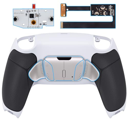 eXtremeRate Rise4 Remap Kit Metallo per ps5 Controller BDM-010/020, 4 Palette Paddles Back Button Programmabili per ps5 Joystick, Cover Grip&Tasti Posteriori Accessori Kit-Bianco Nero
