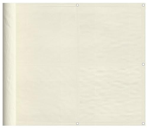 vidaXL Balkon Sichtschutz, Balkonbespannung mit Ösen Seil, Wasserfeste Balkonabdeckung, Balkonverkleidung für Balkon Terrasse, 90x1000cm Creme 100% Polyester-Oxford
