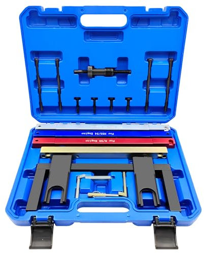 ZKTOOL Engine Camshaft Alignment Locking Timing Tool Kit Compatible for BMW 2.5 3.0 N51 N52 N53 N54 N55 E60 E61 E63 E64 E65, Crankshaft Flywheel Setting Tool Set, Timing Chain Belt Tensioning Tool