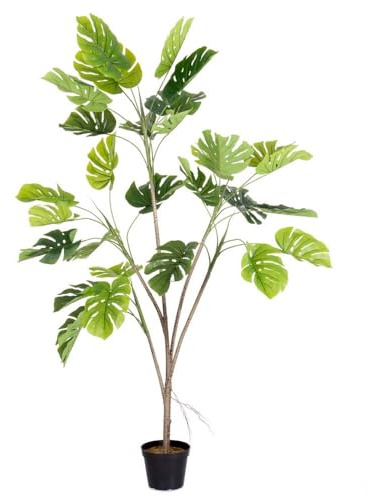 LOLAhome Planta Artificial Monstera para Interior y Exterior | 180 cm | Protección UV Solar, contrapeso de Cemento | Realista y Elegante | para Interior, balcón, terraza | Plantas Exterior
