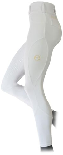 e EQUITYUM, Leggings da Equitazione Demetra Donna, Alta qualità, Materiali Elastici e Resistenti, Full Grip, Confortevoli e Efficienti, Design Italiano (IT, Testo, M, Regular, Regular, Bianco)