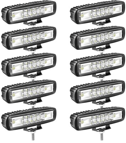 SKYWORLD LED Arbeitsscheinwerfer, 10PCS 6 Zoll 24W Zusatzscheinwerfer Offroad Scheinwerfer 12V 24V Rückfahrscheinwerfer für 4x4 Truck Traktor Bagger SUV UTV ATV LKW, 6000K Weiß LED Arbeitslicht